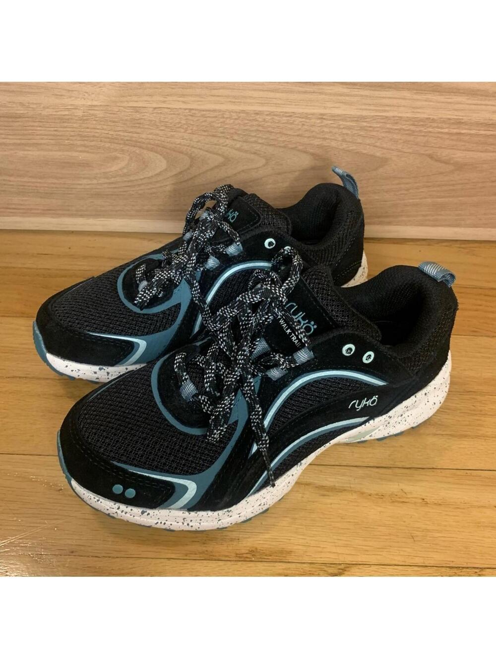 Ryka Women's Sky Walk Trail Sneakers Black/Teal - Size 5.5